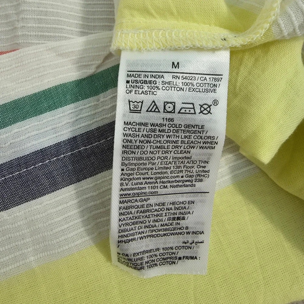 GAP Rainbow Striped Maxi Sun Dress Sz M Tiered Empire Waist Boho Cottage Coastal